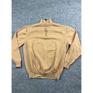 Eildon Hills Sweater Men's Medium Brown 1/4 Zip Pullover Mock Neck